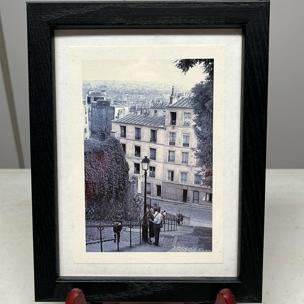 Framed Black White Paris City Street Wall Art Romantic Photography Decor